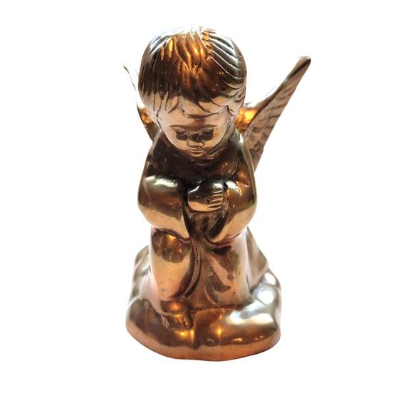 Vintage Praying Brass Angel Candleholder Mini Christmas Candle Decor - Picture 7 of 12